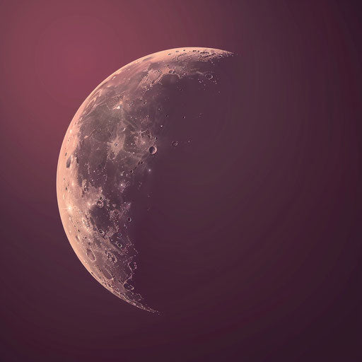 Realistic crescent moon on deep burgundy background
