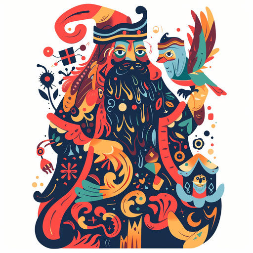 Creative clipart style flat tattoo sketch of a Russian folk tale