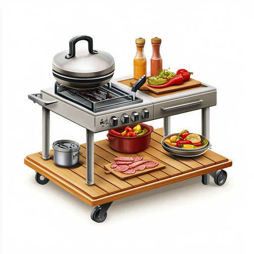 Realistic outdoor cooking set clipart