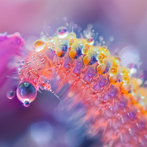 Earthworm with dew drops