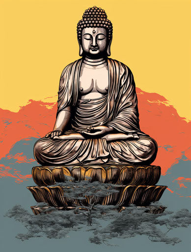 Indian stone sculpture, high-contrast shading style