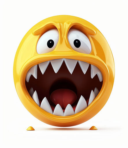 Screaming face emoji, plain blank white background 13:15