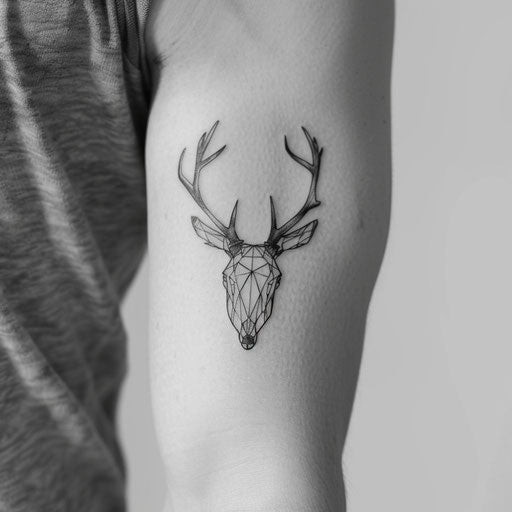 Minimalist deer skull tattoo, elegant and simple