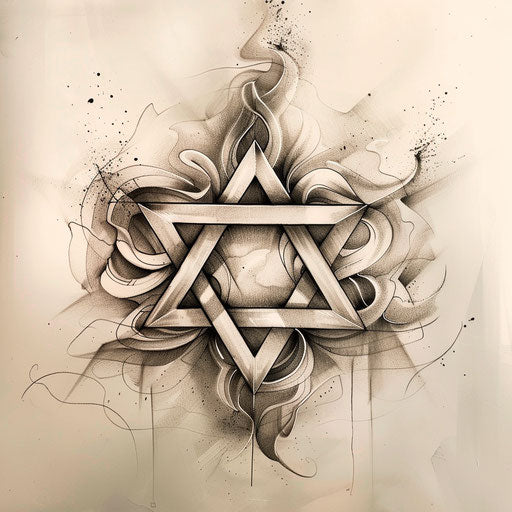 Elegant sketch of a Star of David with delicate curves