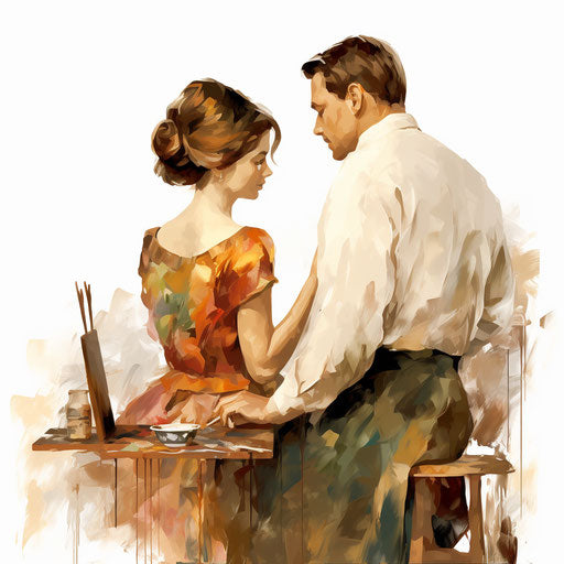 Retro clipart in the style of Oil painting, on a white background