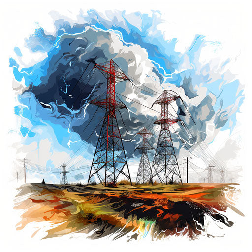 Artistic depiction of power on white background