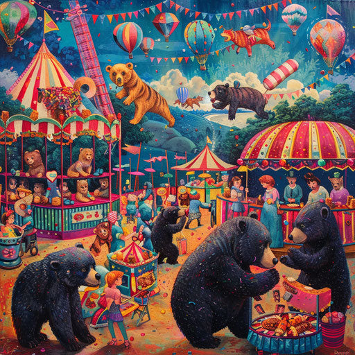 Bears at a lively carnival