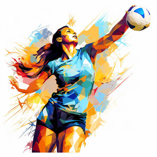 Volleyball clipart in the style of Impressionistic Art, on a white background
