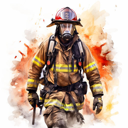 Firefighter illustration in the style of Oil painting