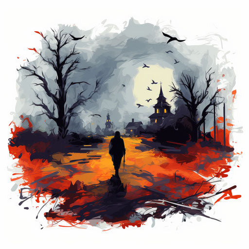 Spooky clipart in the style of Impressionistic Art