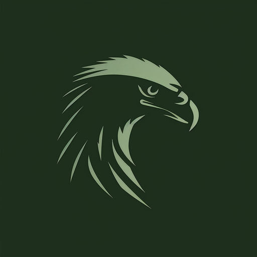 Classic eagle logo with timeless font on dark green background
