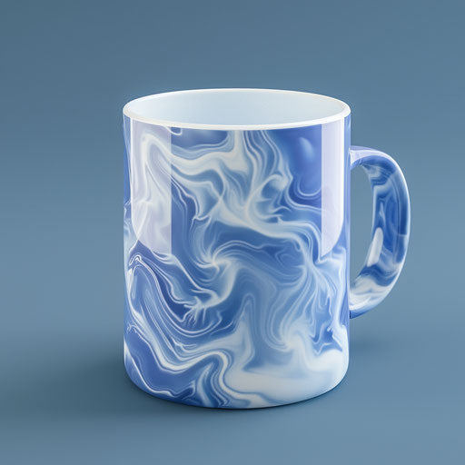 Realistic mug clipart on flat indigo background