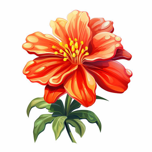 Cartoon flower in Oil painting style on white background