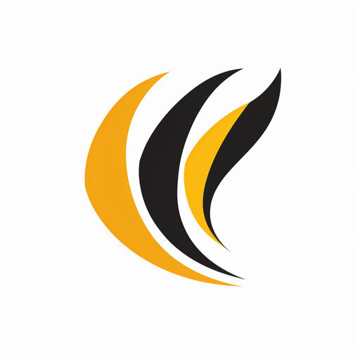 Modern logo in black and yellow on sleek white background