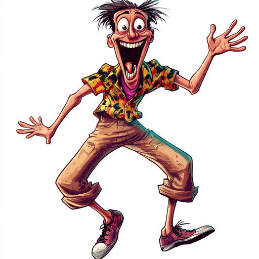 Humorous caricature of a surprise caricature with human characteristics