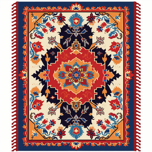 Realistic rug clipart with white background and vibrant colors