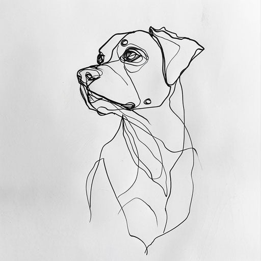 Flat tattoo sketch of a minimalist dog outline