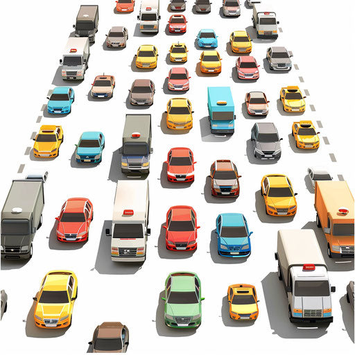 Traffic clipart in photo realistic style with flat white background