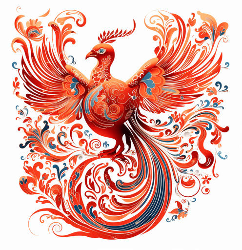 Red phoenix flying fast vector, bold designs style
