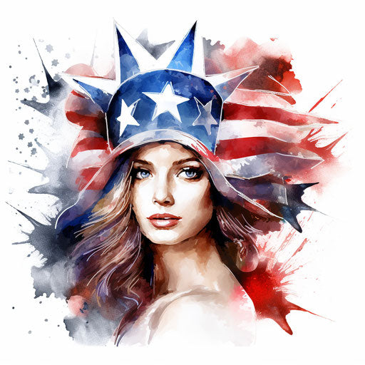 4th of July clipart images in the style of Chiaroscuro Art, on white background