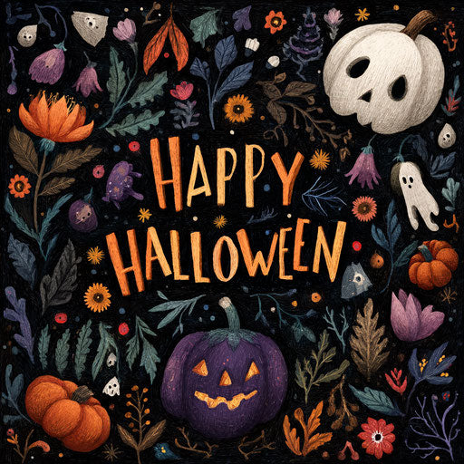 Festive Halloween Greeting with Traditional Symbols