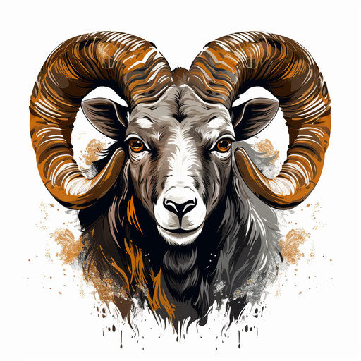 Ram clipart in the style of Chiaroscuro Art, on a white background
