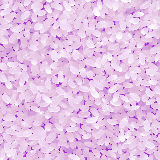 Realistic rice clipart on flat lavender background with gloss