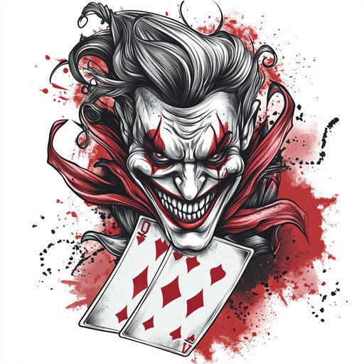 Flat tattoo sketch of joker card in clipart style
