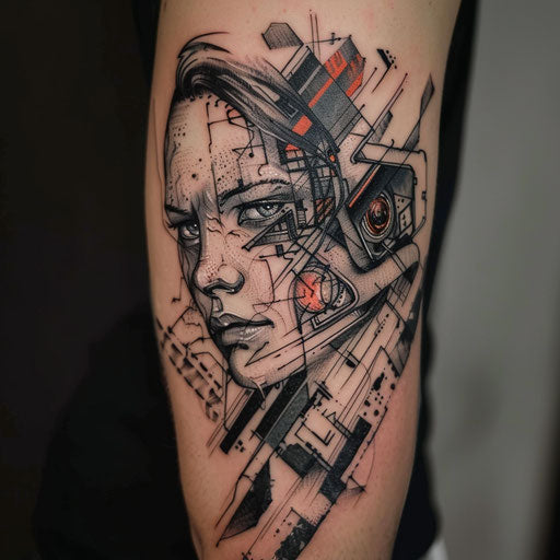 Depression tattoo with cyberpunk motifs