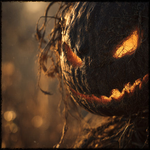Eerie atmosphere of a glowing jack-o'-lantern