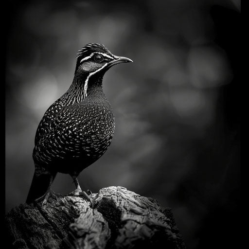 Quail bird in high-contrast black and white
