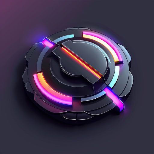 Tech logo design with futuristic elements and neon colors