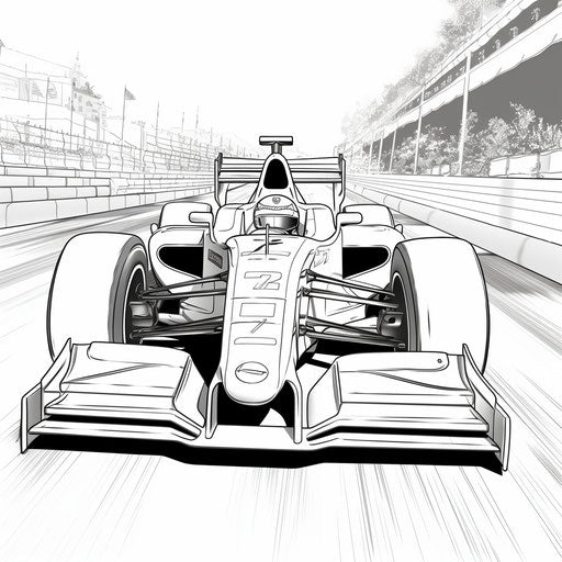 Formula car coloring pages with racing car
