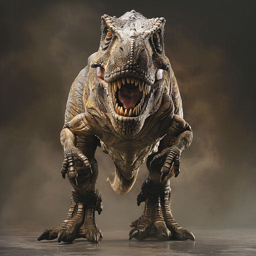 Regal T-rex in the style of Tim Flach