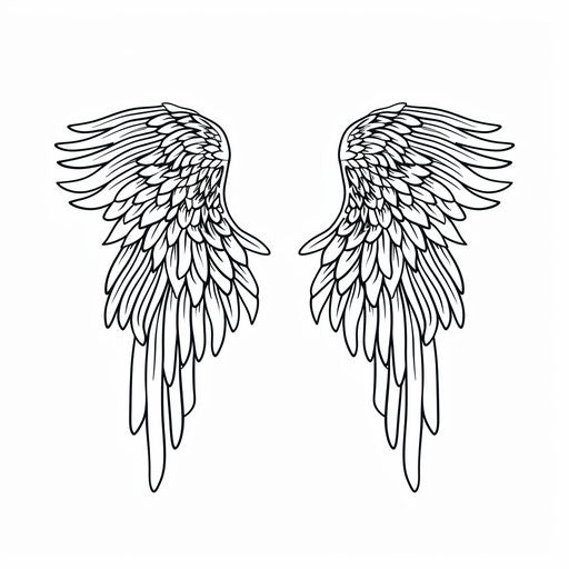 Minimalist angel wings on pure white background