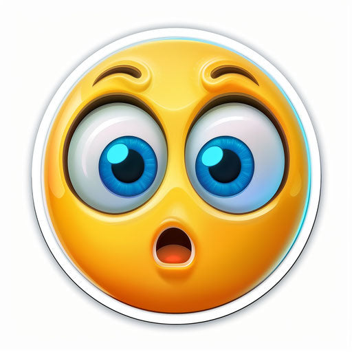 Yellow emoji with big blue eyes