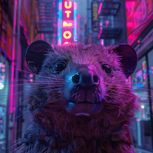 Urban quokka with shining eyes