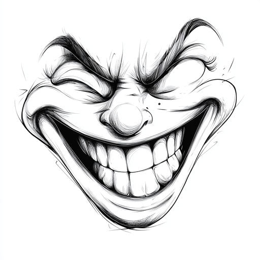 A winking smiley tattoo sketch with a cheeky grin