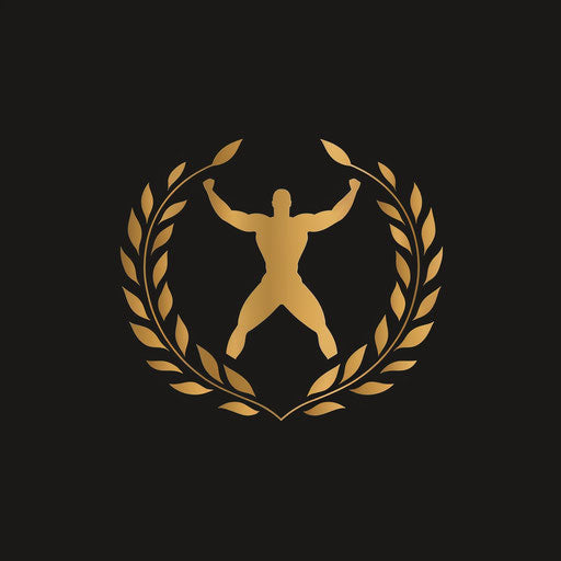 Elegant fitness logo with a laurel wreath on black background