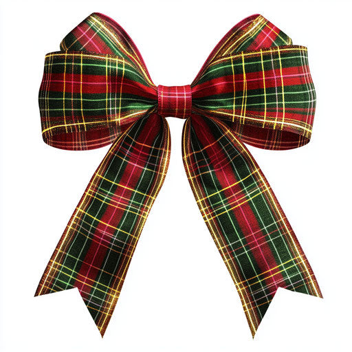 Realistic Christmas Plaid Ribbons clipart, isolated, high resolution