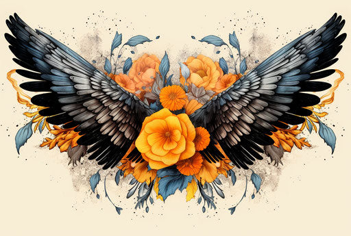 Vintage flower tattoo in colorful composition style