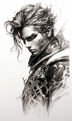 Black and white drawing of blade design