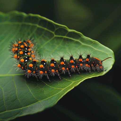 Caterpillar on a vibrant green leaf