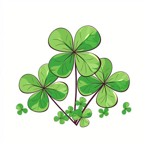 Minimalist Clover Clipart on White Background