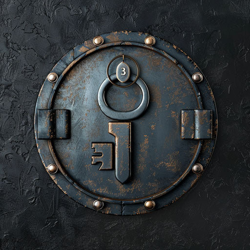 Security logo with hyper-realistic image of lock and key