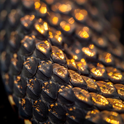 Glistening snake scales in light