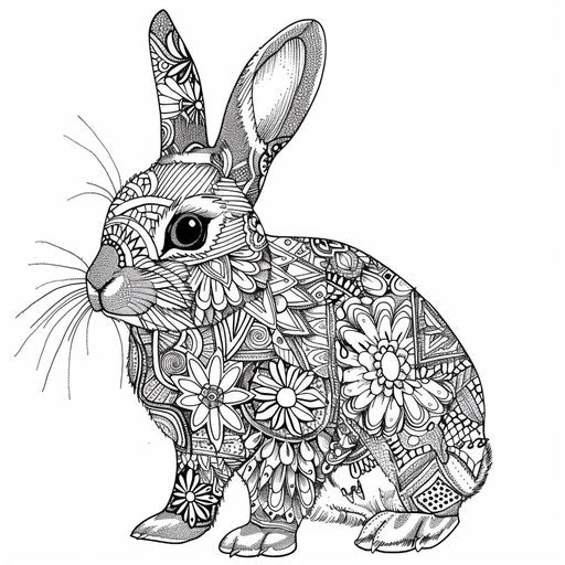 Intricate bunny with complex geometric shapes