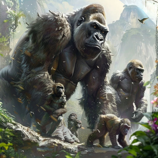 Powerful silverback guarding its family