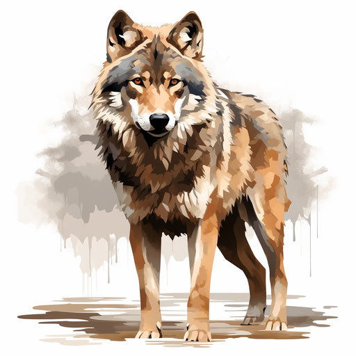 Wolf clipart in the style of Impressionistic Art, on a white background