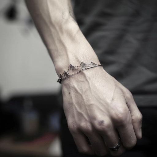 Minimalist mountain tattoos for men on the wrist